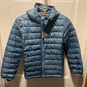 Primary Teal Puffer Jacket for Kids